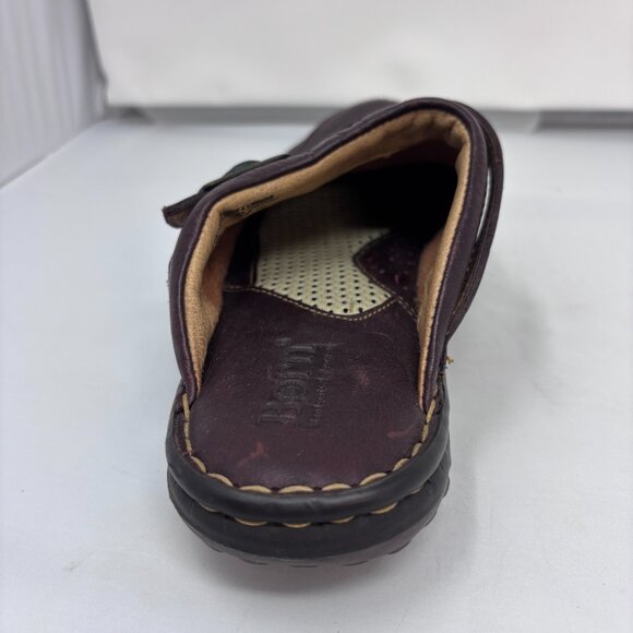 Born Brown Leather slip-on clog mule wedge shoes Woman's size 7 - Picture 13 of 16